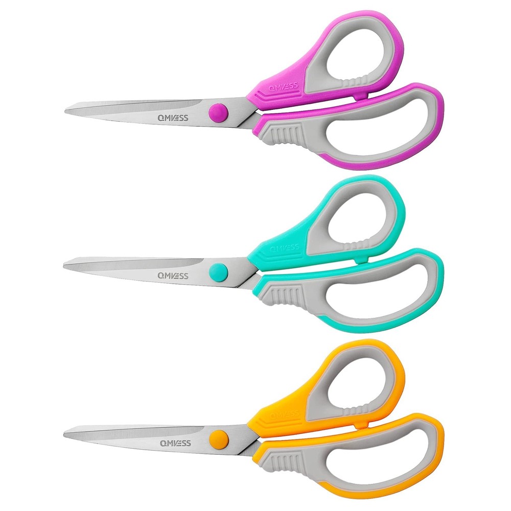 8.5" Scissors All Purpose 3 Pack, Ultra Sharp 2.5mm Thick Blade Scissors for ...