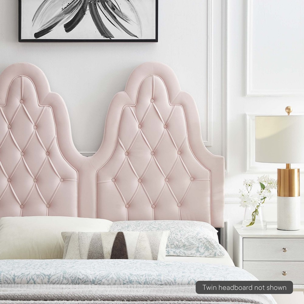 Modway Augustine Tufted Performance Velvet Twin Headboard in Pink