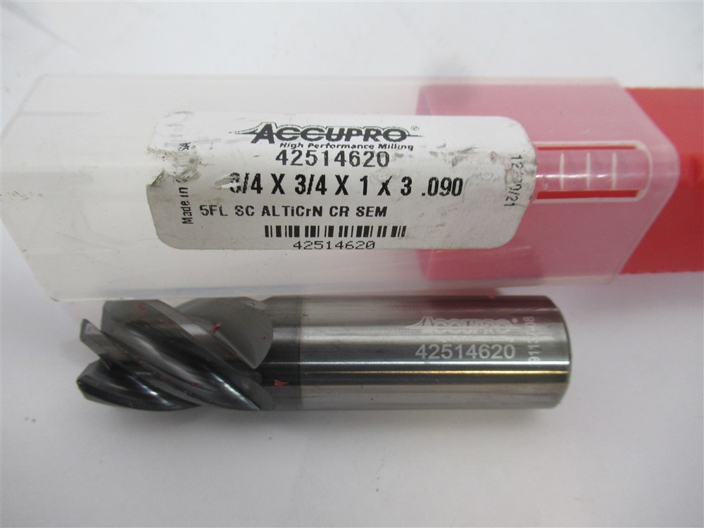 Accupro 42514620 , 3/4" Solid Carbide .09" Corner Radius End Mill