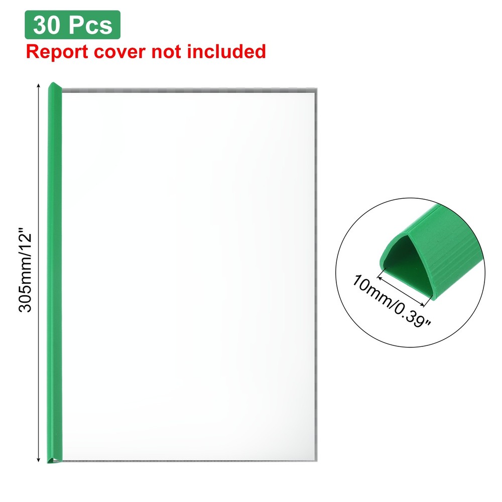 30Pcs Binding Bars, 10mm Binding Bars 70 Sheets Capacity, Green