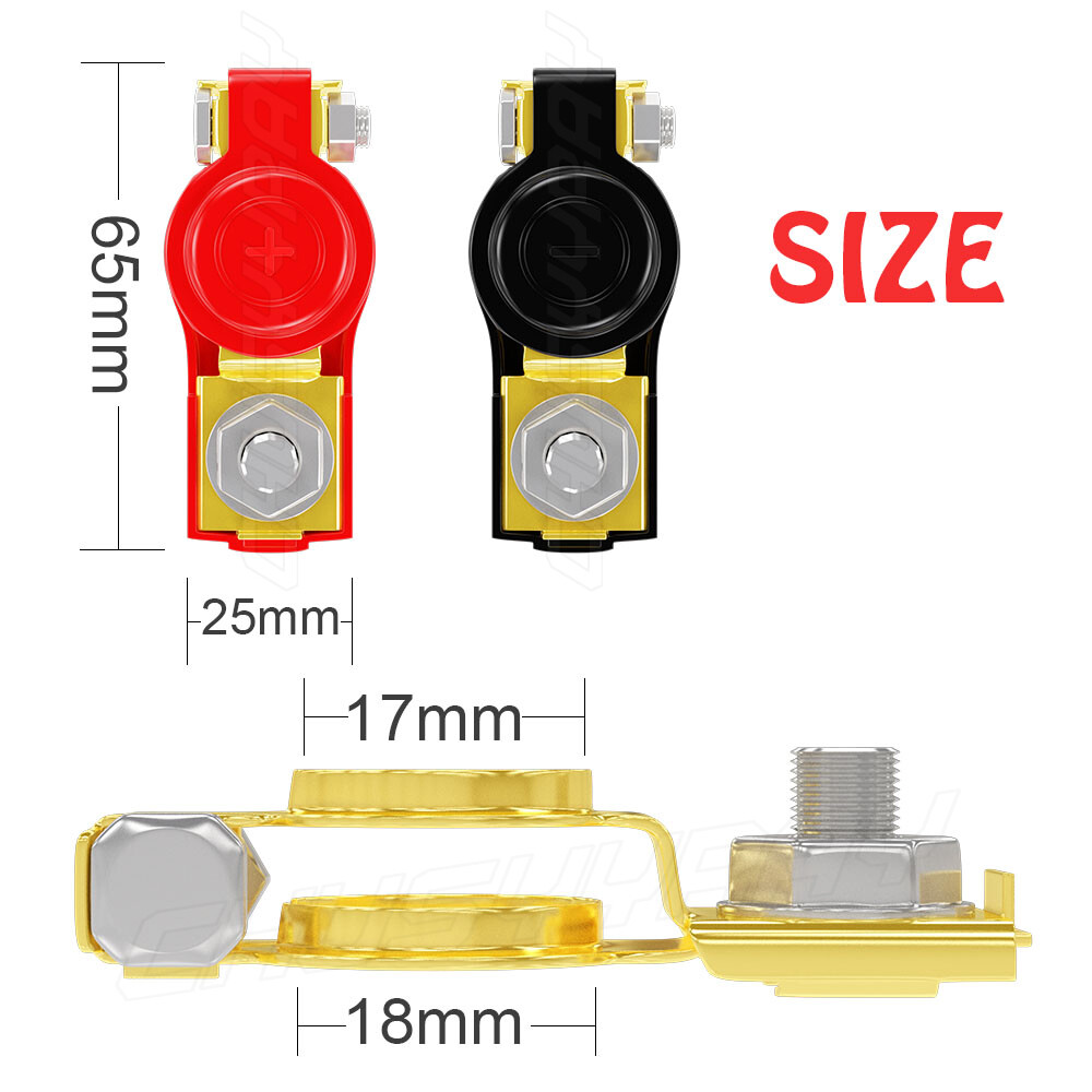 Battery Terminal Connector Top Post Positive Negative Heavy Duty Universal 2x
