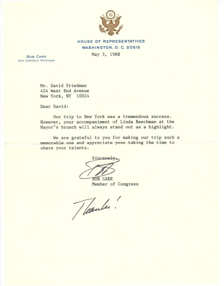 Bob Carr  Signed  Typed Letter