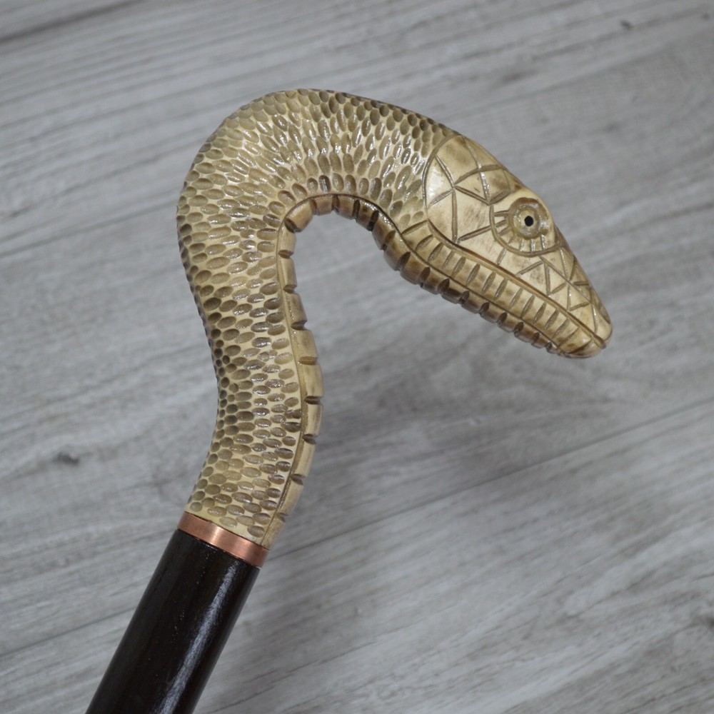 Cane Walking Stick Wooden carved Handmade - Asp