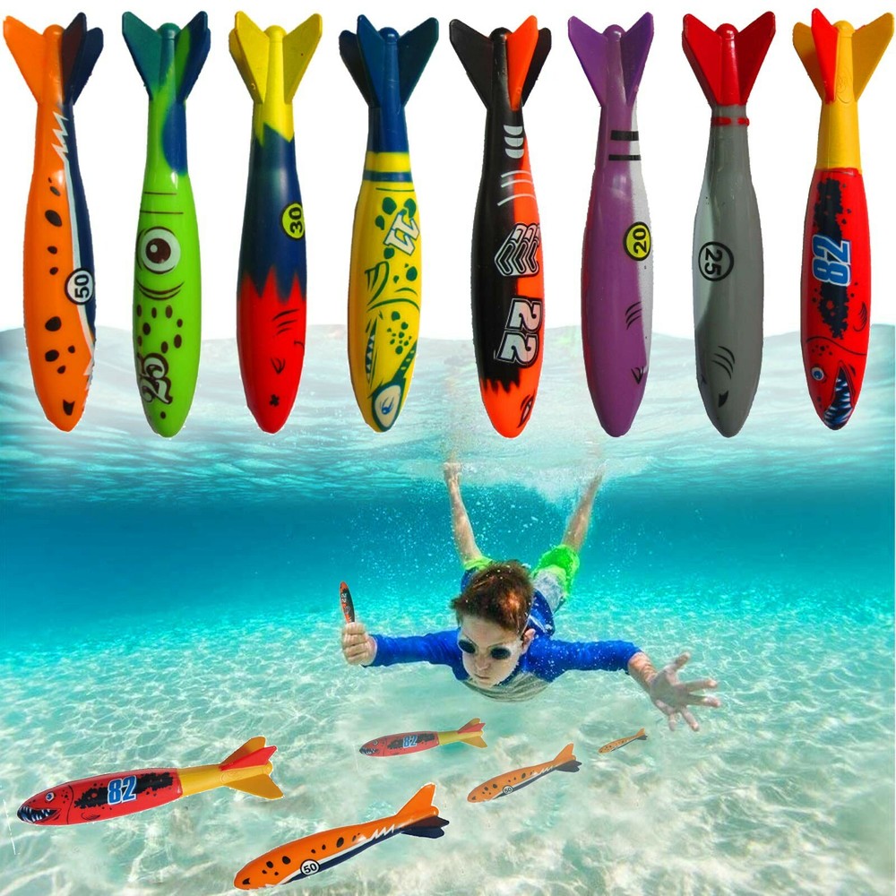8 Pack Underwater Fast Gliding Torpedo - Great for Beginner Swimmers