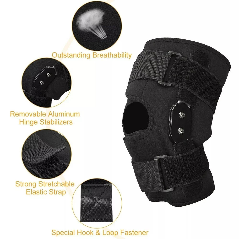 Knee Brace Compression Sleeve Hinged Joint Support Open Patella Stabilizer Wrap