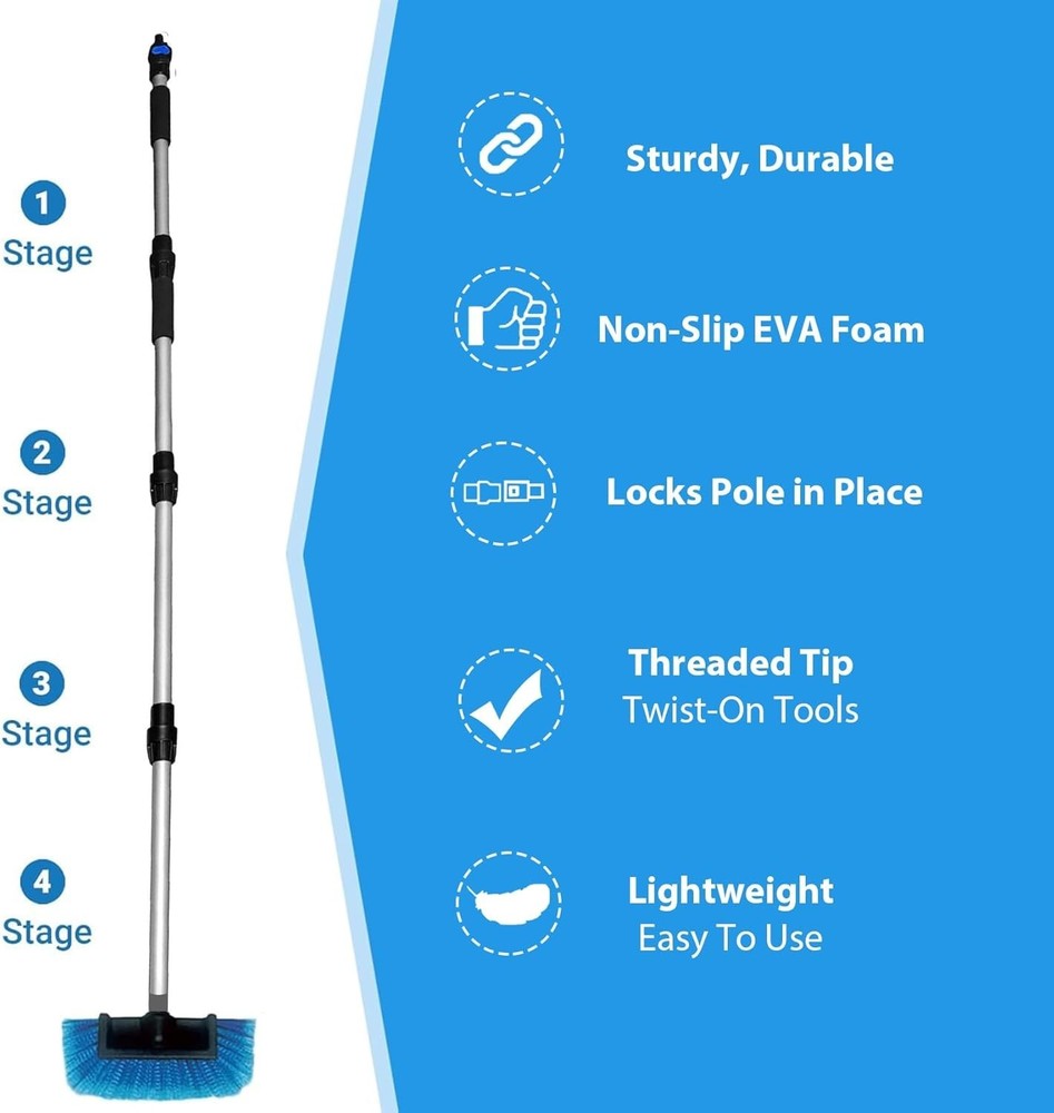RV/Truck Wash Brush Kit – 68" Adjustable Aluminum Pole