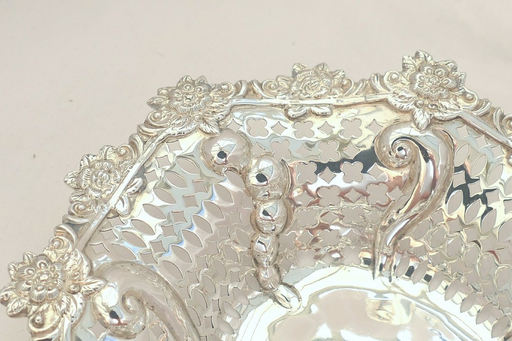 RARE VICTORIAN HM STERLING SILVER PIERCED FRUIT DISH 1894