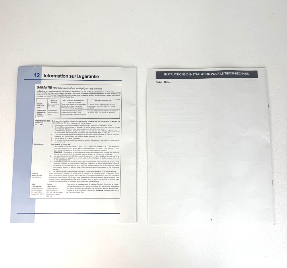 Electrolux Warm & Serve Drawer Use Care Guide Installation Instructions Manual