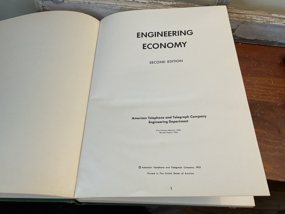 Engineering Economy Second Edition 1963 AT&Telegraph Co. Engineering Department
