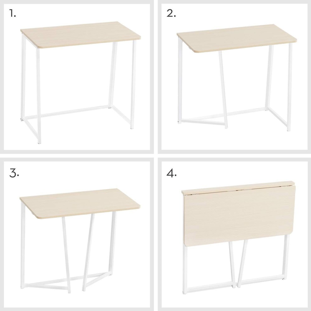 Folding Desk Small Foldable Desk 31.5" Small Spaces Space Saving Computer Table