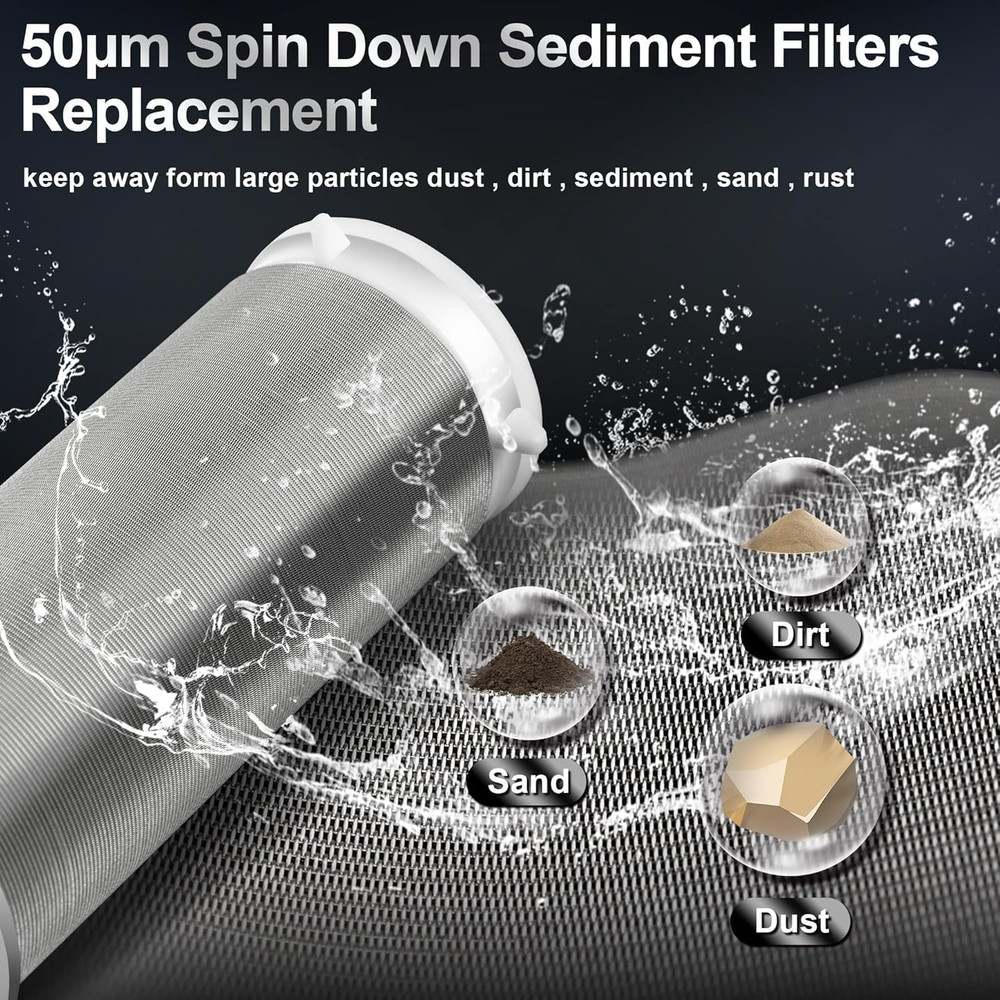 2 Pieces Spin Down Sediment Filter with Brush, Spin Down Sediment Filters Replac