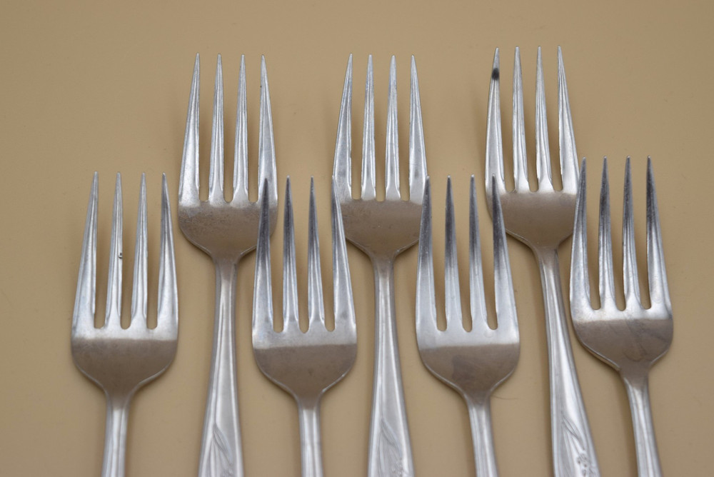 14pc Present Gracious Wheat Flatware Set 7 Salad Forks 7 Tablespoons