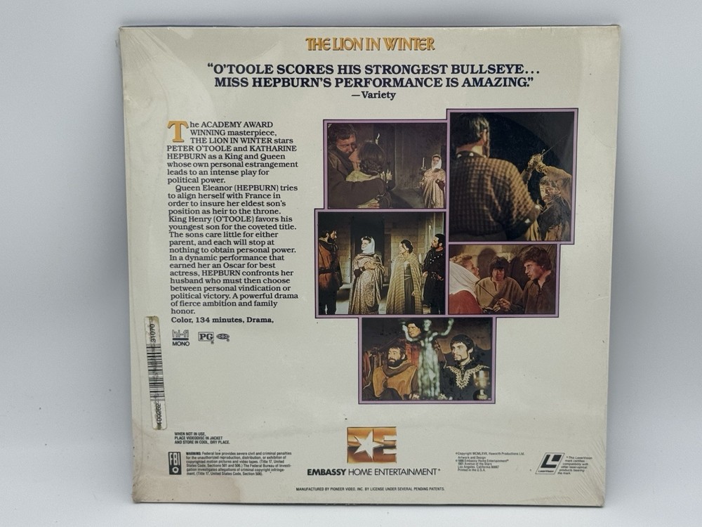 THE LION IN WINTER LASERDISC LD
