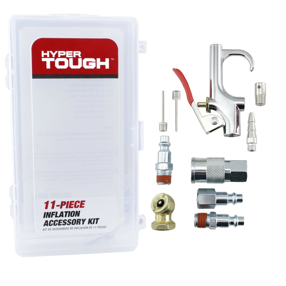 Hyper Tough 11-PC INFLATION ACCESSORY KIT 1/4" AIR TOOL COMPRESSOR BLOWGUN Case