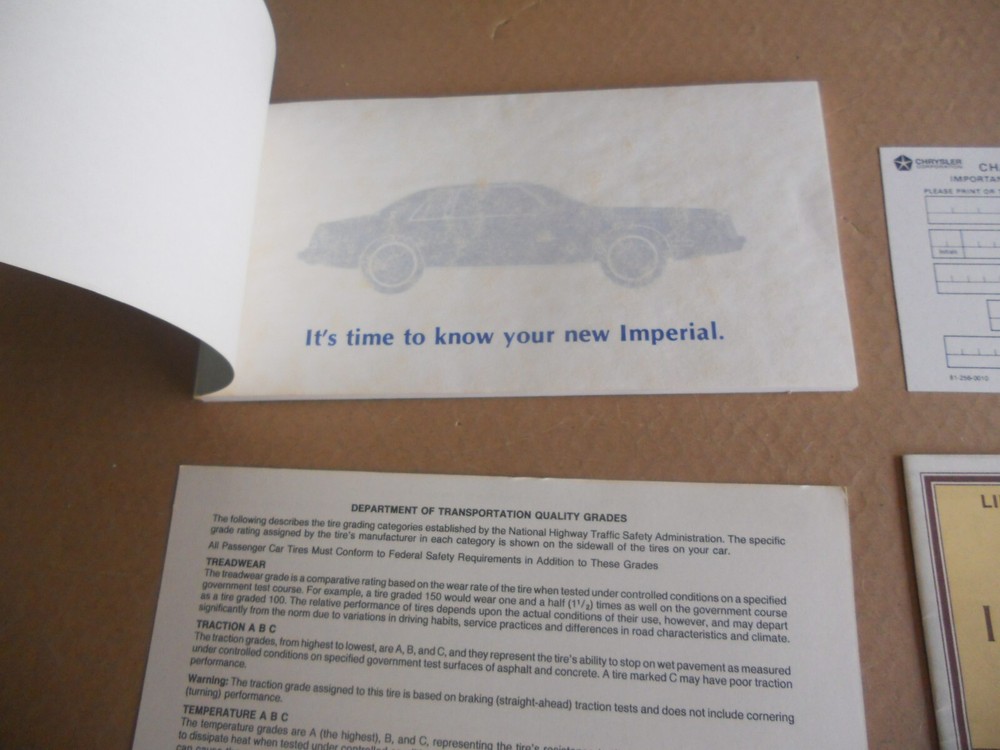 NOS Original 1983 Chrysler Imperial Operating Instructions Owners Manual Set