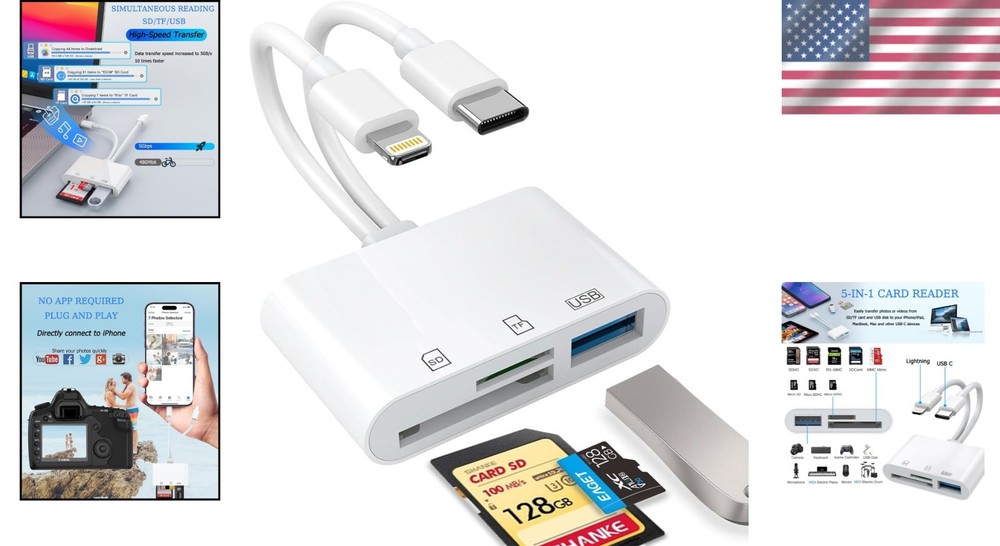 Quick Data Transfer USB C Memory Card Reader for iPhone/iPad - No Driver Needed