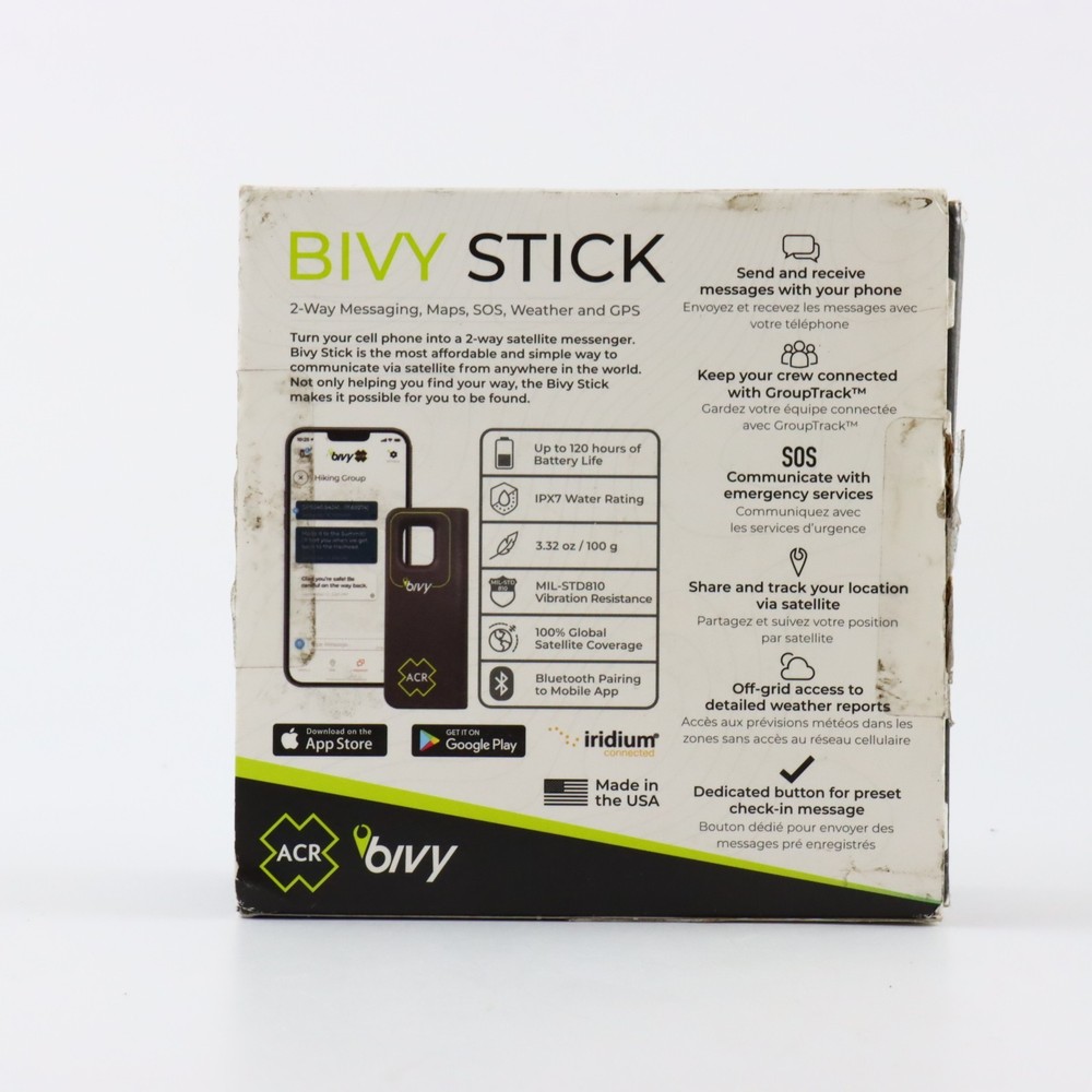 Bivy Stick Satellite Communicator - Two-Way Global SMS, GPS Tracker #4601