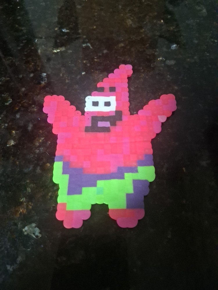 Patrick Star Perler Bead Art Handmade