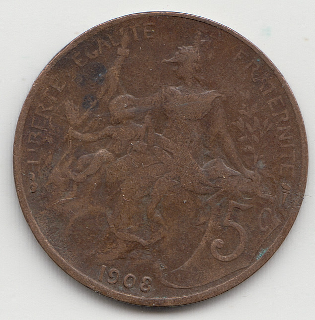 France 5 Centimes 1908