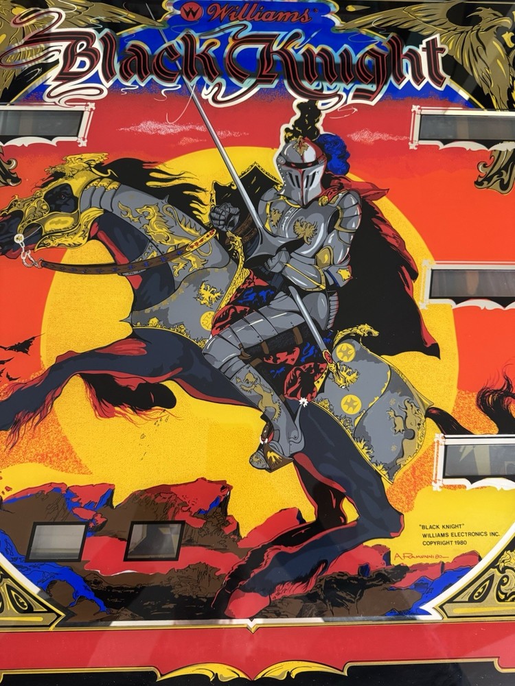 Williams Black Knight Pinball Machine Original Backglass