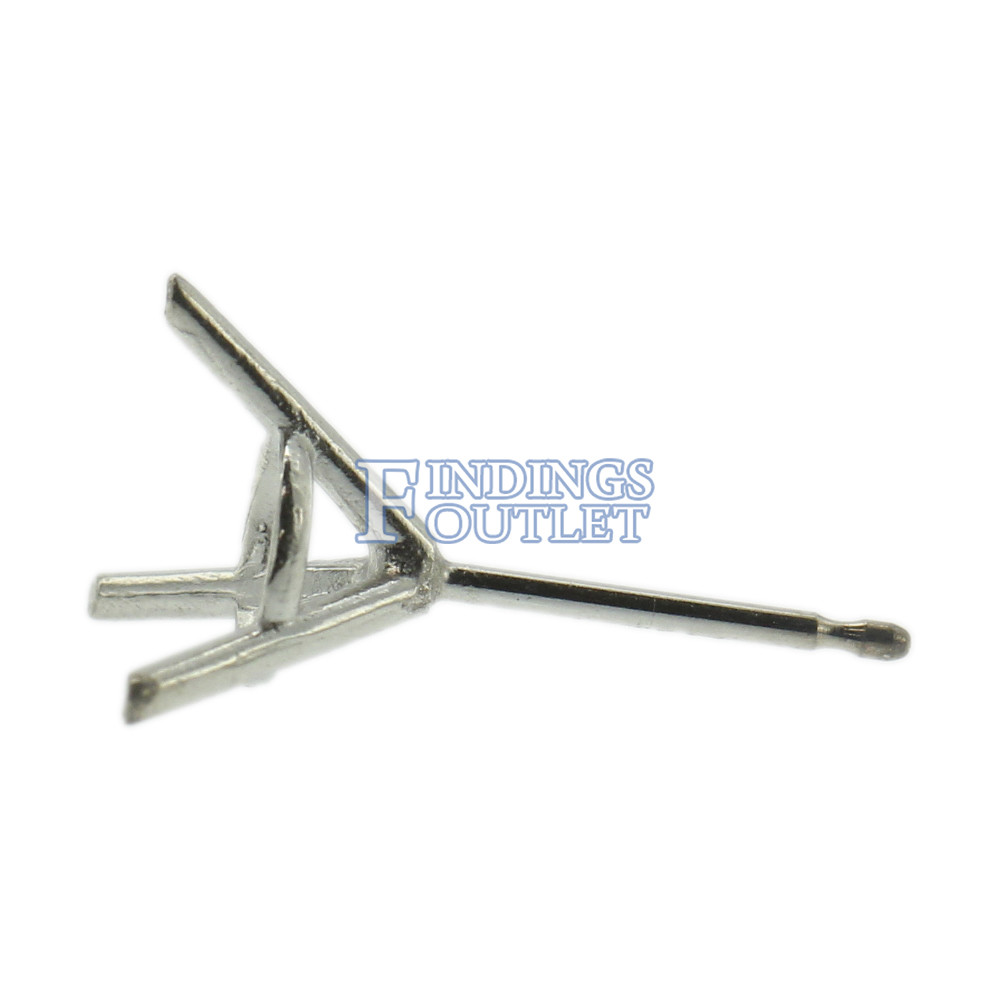 14k White Gold Round Martini Stud Earring Mounting Setting Push Back Post
