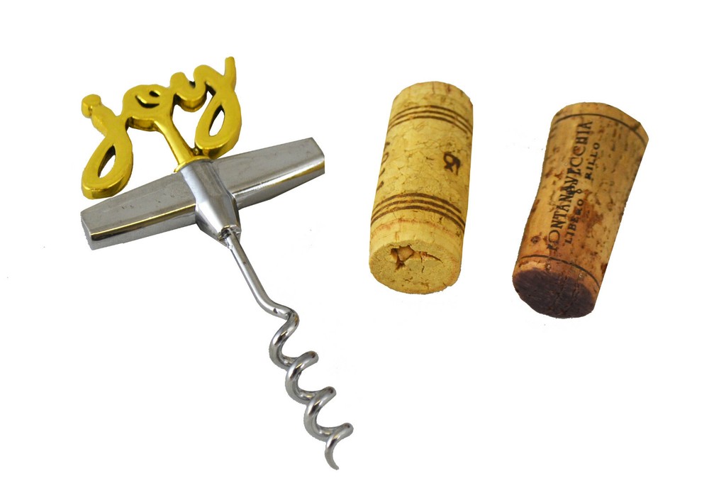 Gold Corkscrew and Wine Bottle Stopper Gift Set - Joy