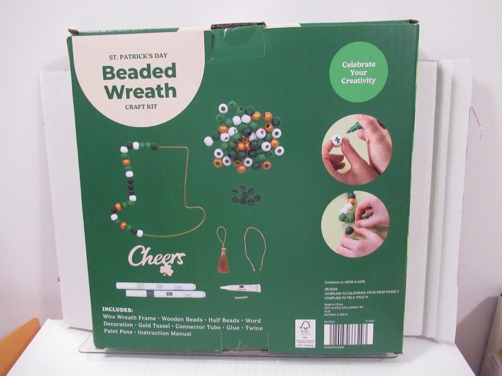 St. Patrick's Day Beaded Wreath Kit Cheers Aldi Leprechaun Hat