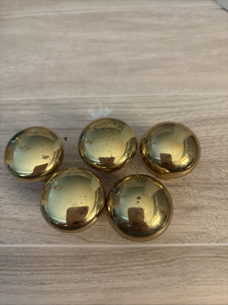 5 SOLID BRASS DRAWER OR CABINET PULLS USED