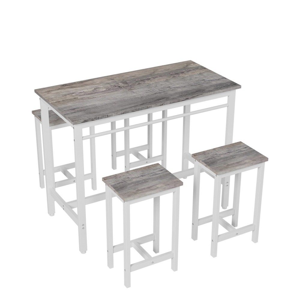 Modern 5 Piece Bar Table Set Counter Height Dining Kitchen Table w/ 4 Bar Stool