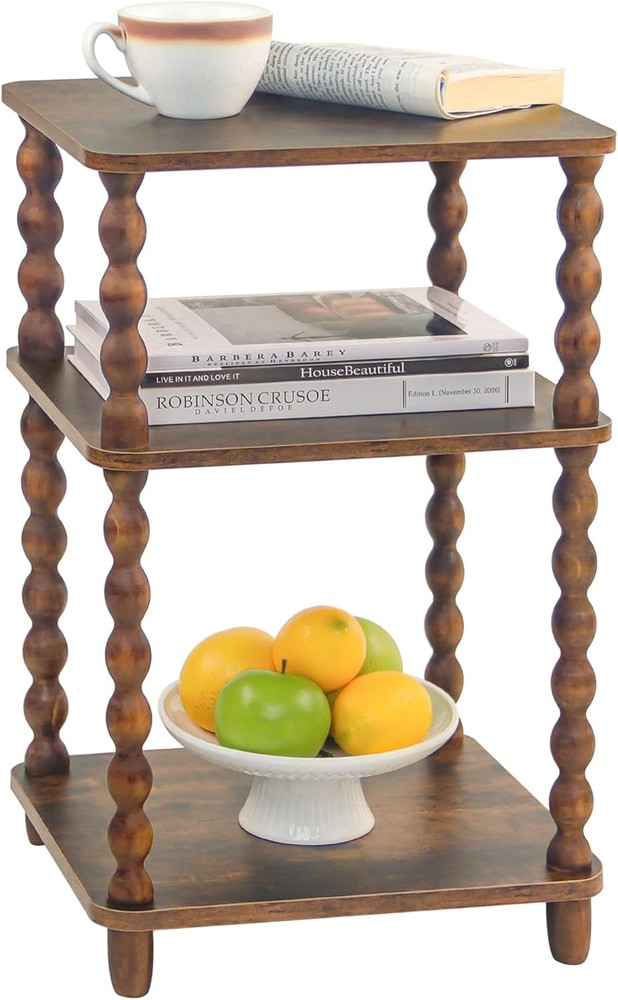 End Table Modern Side Table W/ 3 Tier Open Shelf Small Table Bed Side Tables