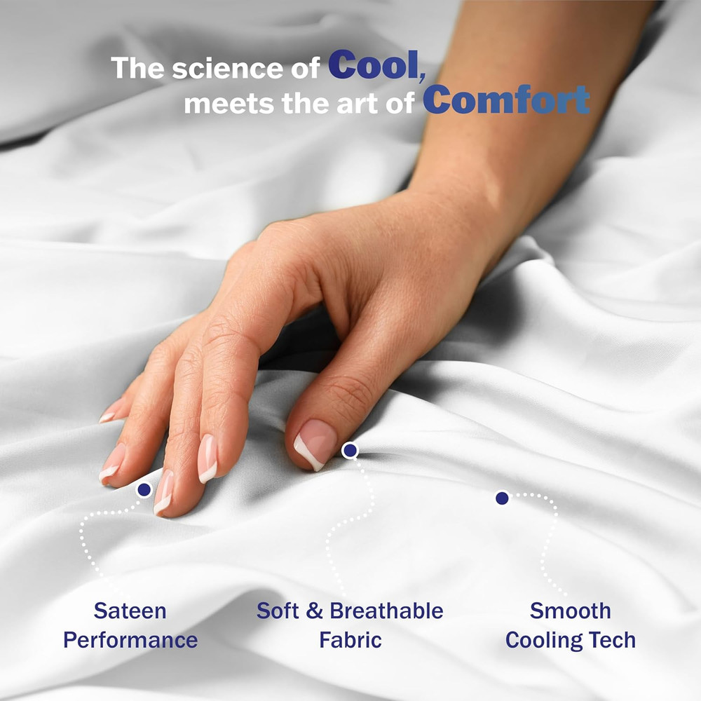 Brrr° Cooling Sheet Set – 300 Thread Count Soft Cotton Blend with Triple Chill E