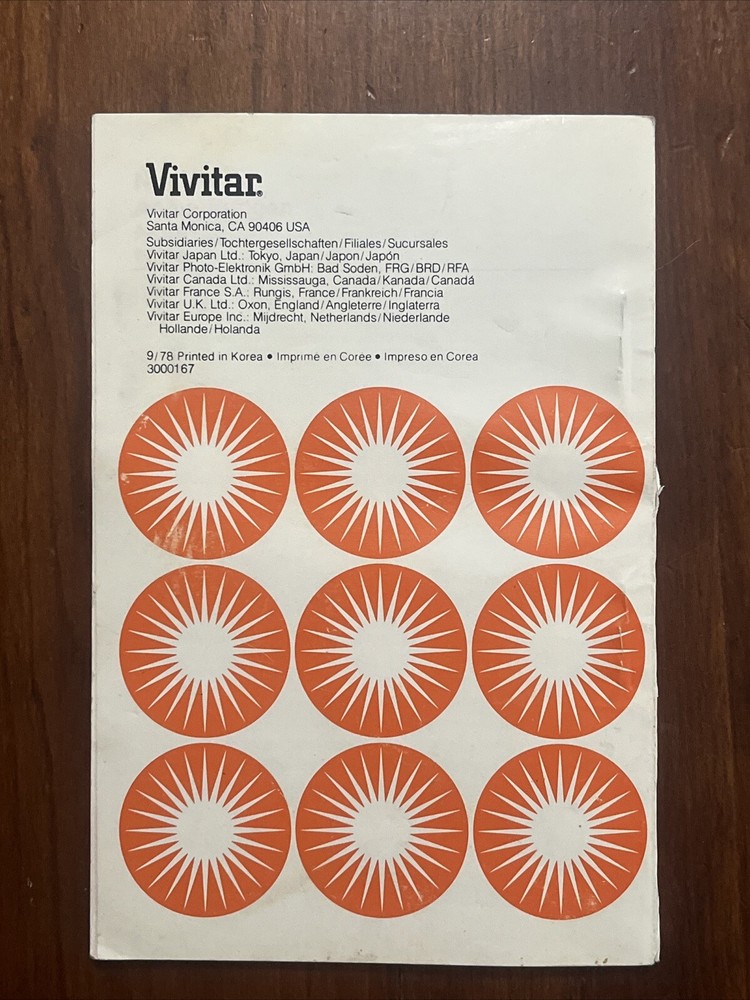 Vivitar Automatic Electronic Flash Model 283 Owner's Manual