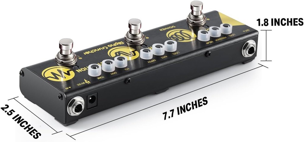 Donner Alpha Cruncher Multi Effects Chorus Distortion Delay Pedal With Adapter
