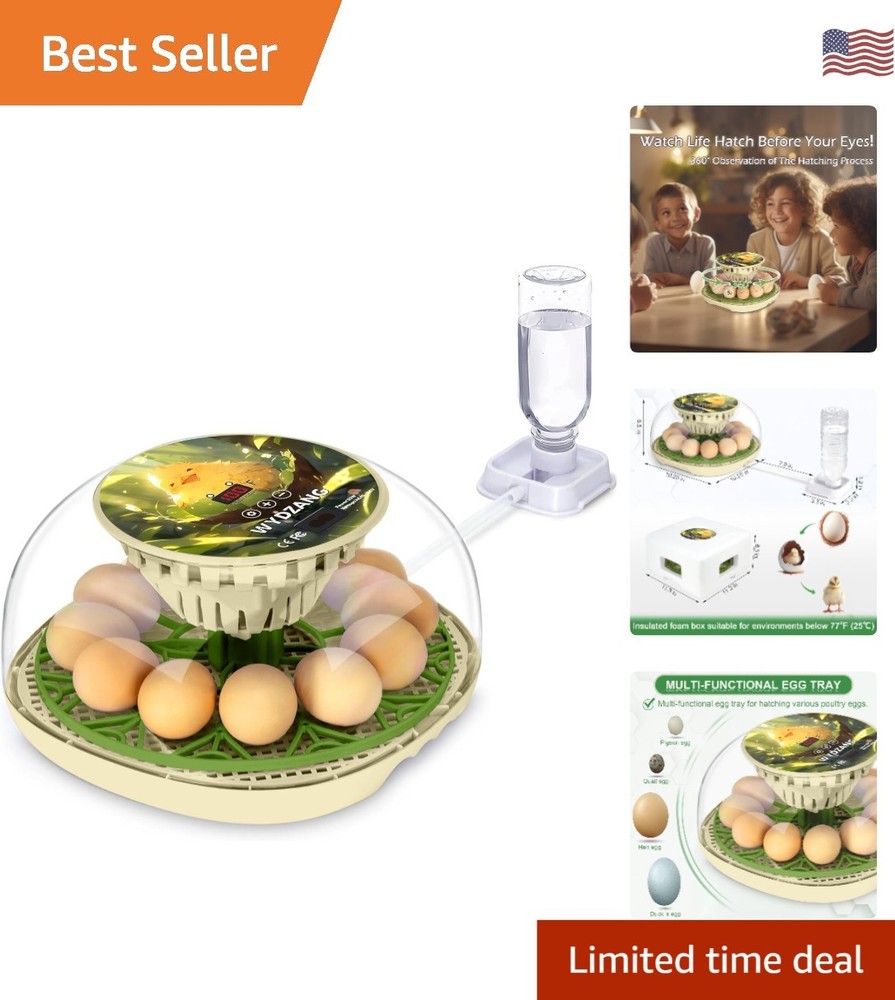 Multi-Function Egg Hatcher with Automatic Turner for Chicken, Duck & Quail Eggs