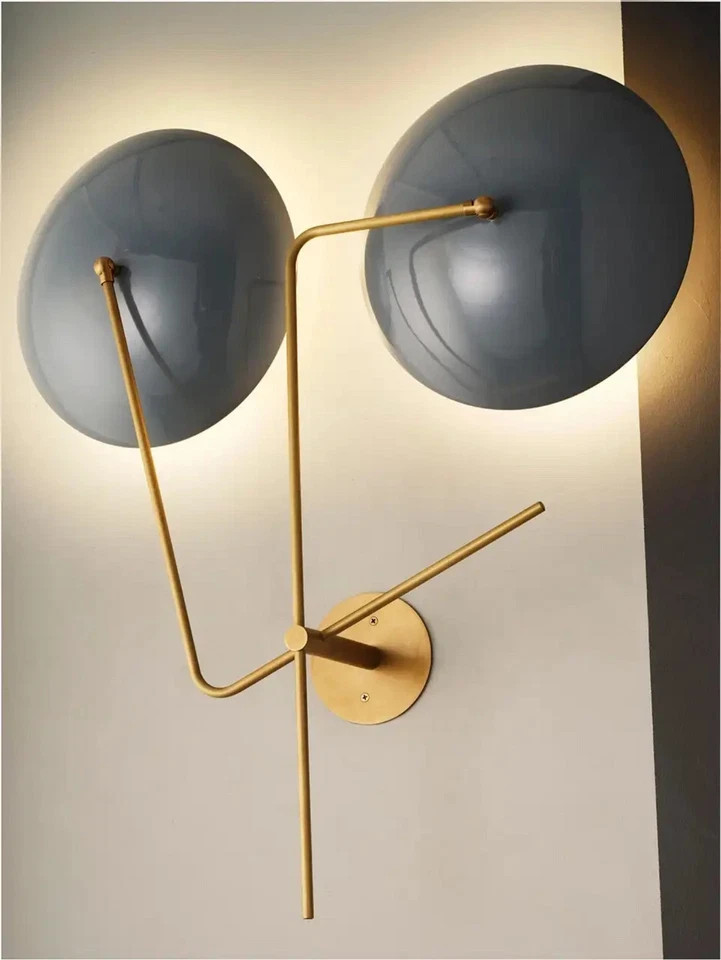 Modern Articulating Wall Sconce | Mid-Century wall light Grey Disk Design