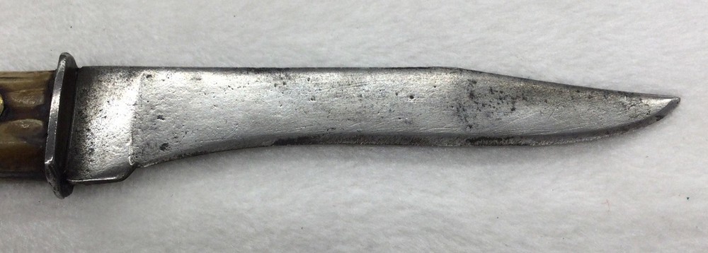 Vintage Bone Handle Knife, Brass Rivets, 8.625” Long, Preowned #127