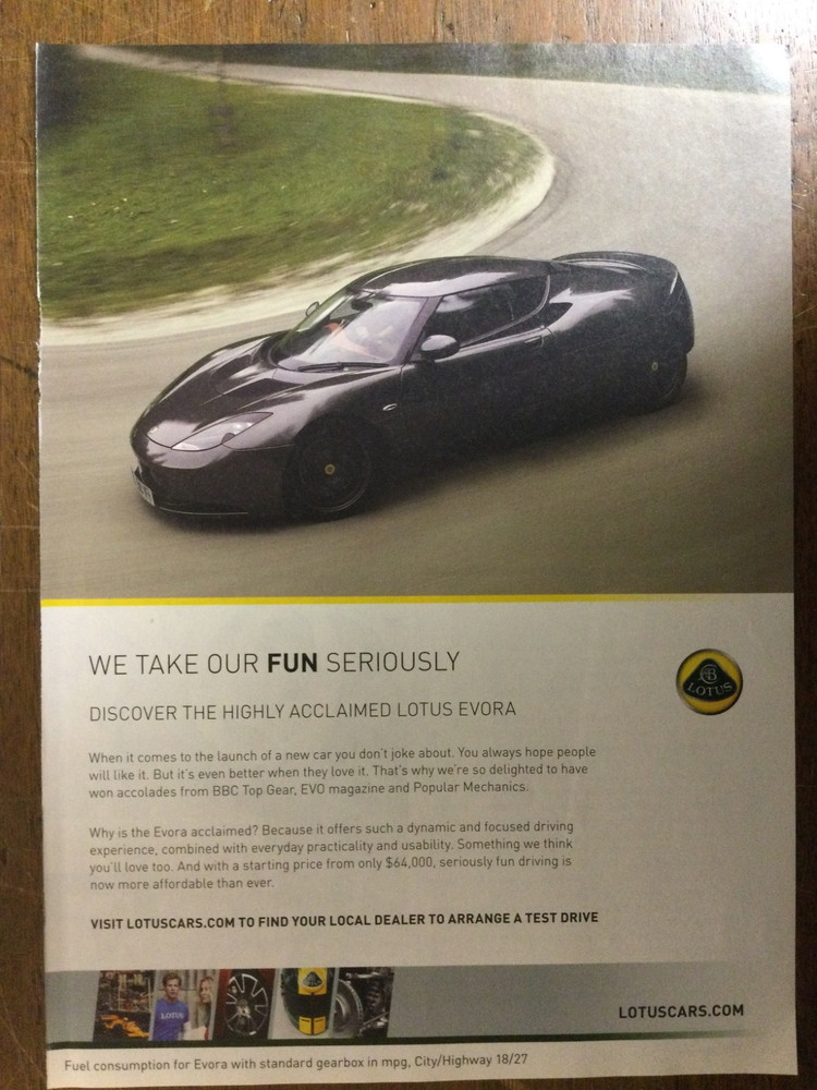 Misc 5020 Advertisement 2011 Lotus Evora May 2011