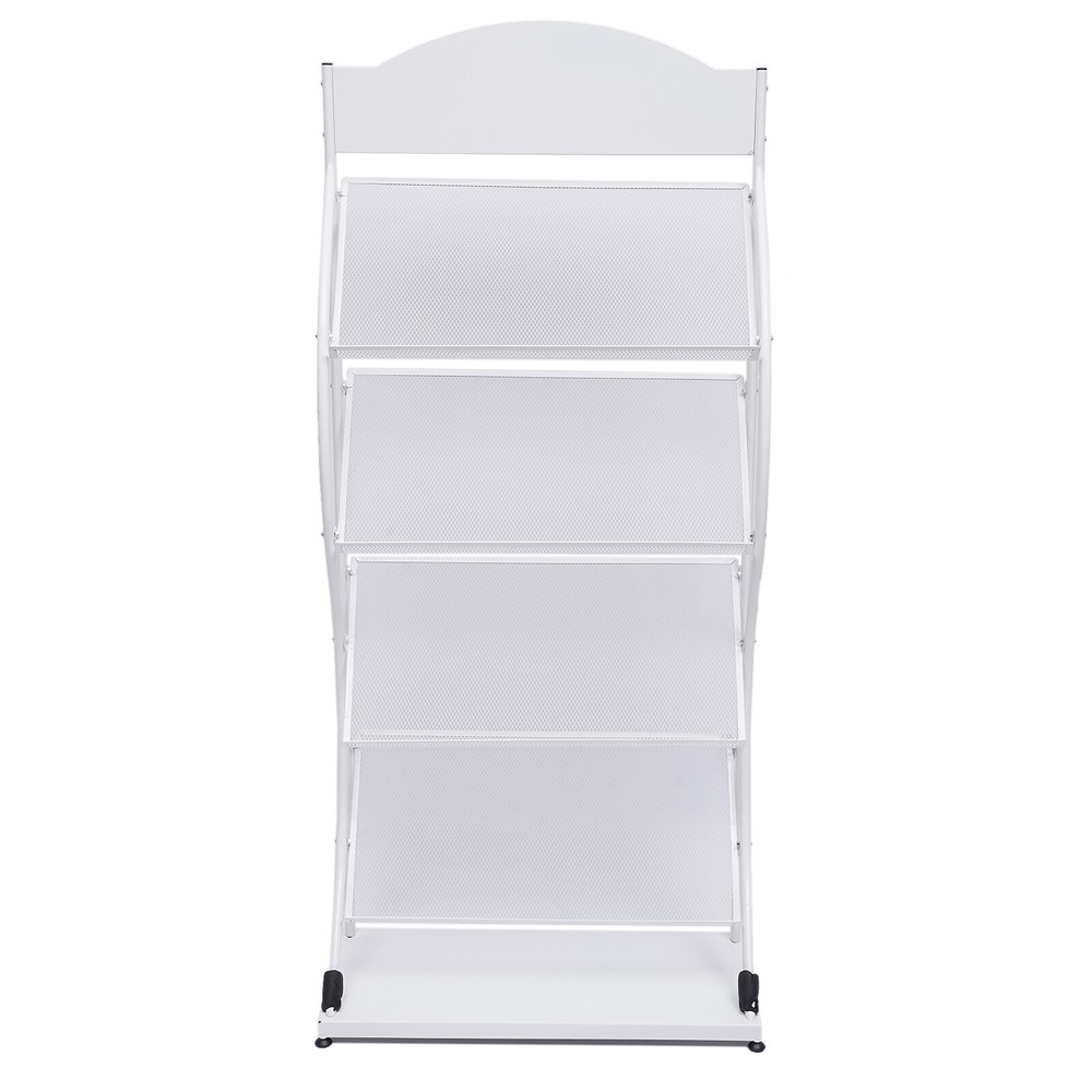 Floor-Standing Magazine Rack 4-Layer Iron Information Rack Storage Rack S-shaped