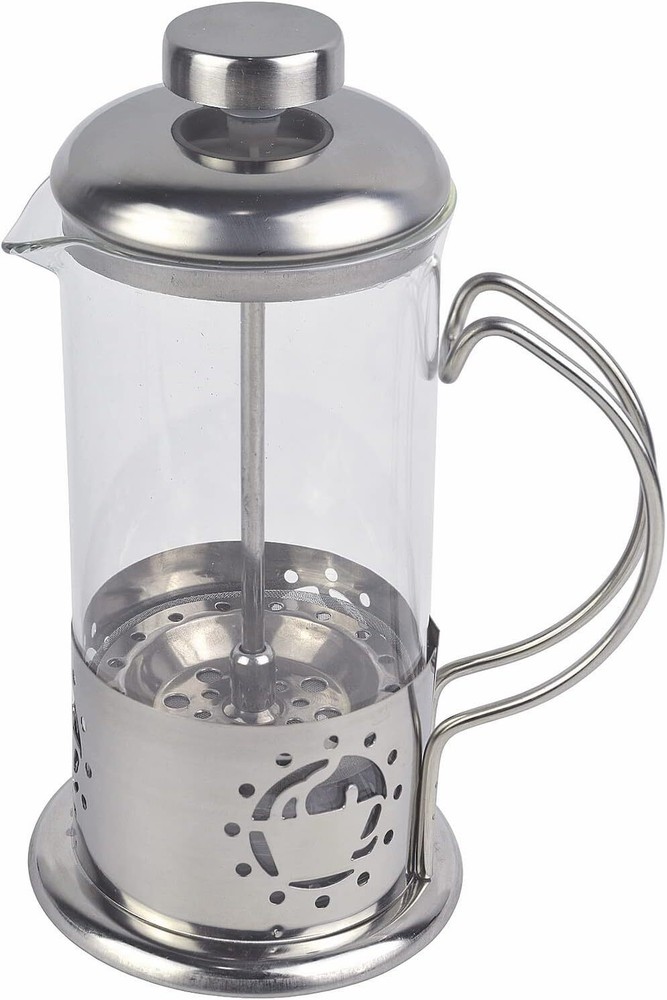 French Press Single Serving Coffee Maker, Small Affordable Silver
