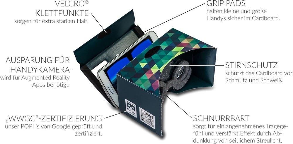 Universal Google Cardboard VR Goggles: Includes Cushion & Sweatproof Features