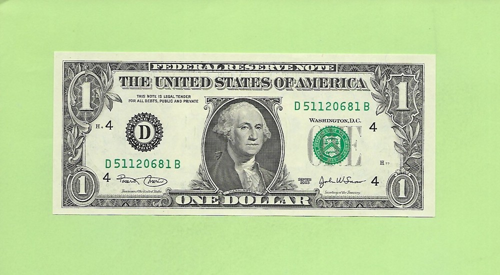 2003 ..UNCIRC $1  D 5112 0681 B  .... 2003  $1  D-B      NICE NOTE    FRN