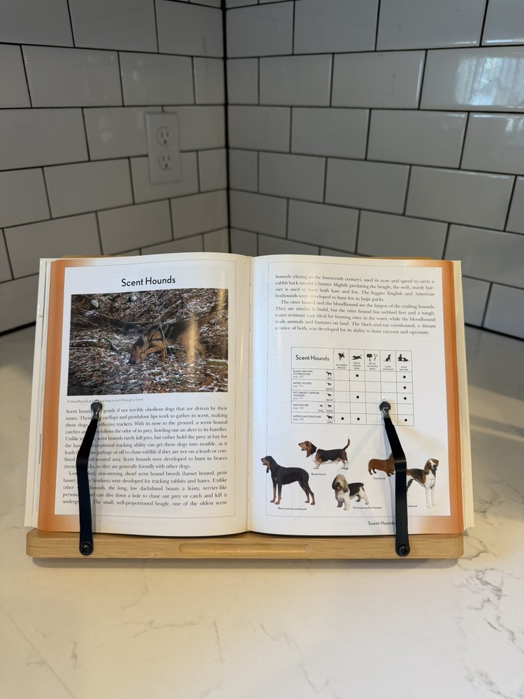 Readaeer Foldable Bamboo Book Stand 6 Adjustable Heights Large Book Holder