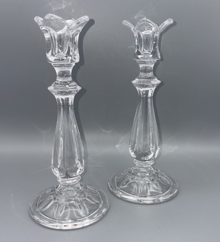 TWO Gorham Crystal CANDLE HOLDERS Candlesticks VISCOUNT