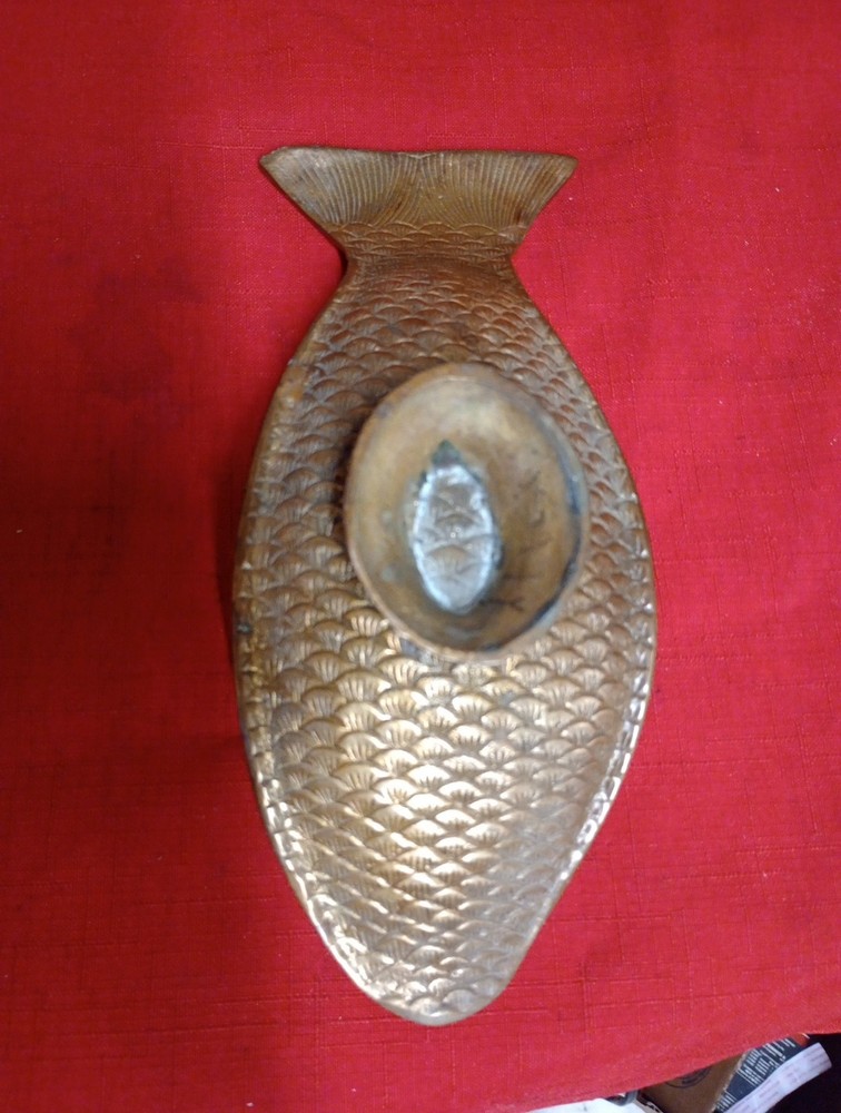 Vintage Solid Brass Fish Tray 9"