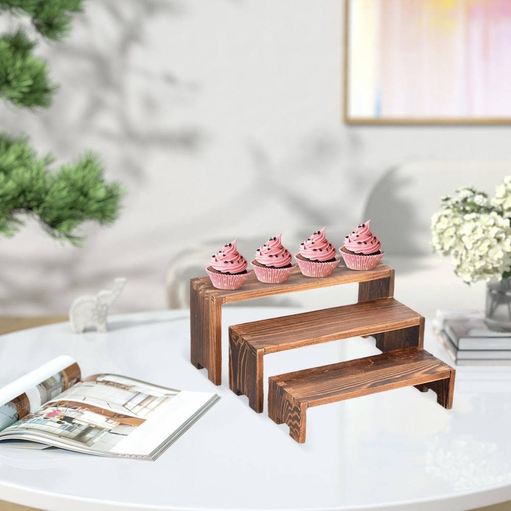 Wooden Risers For Table Display Wooden Cupcake Stand Rectangular Dessert