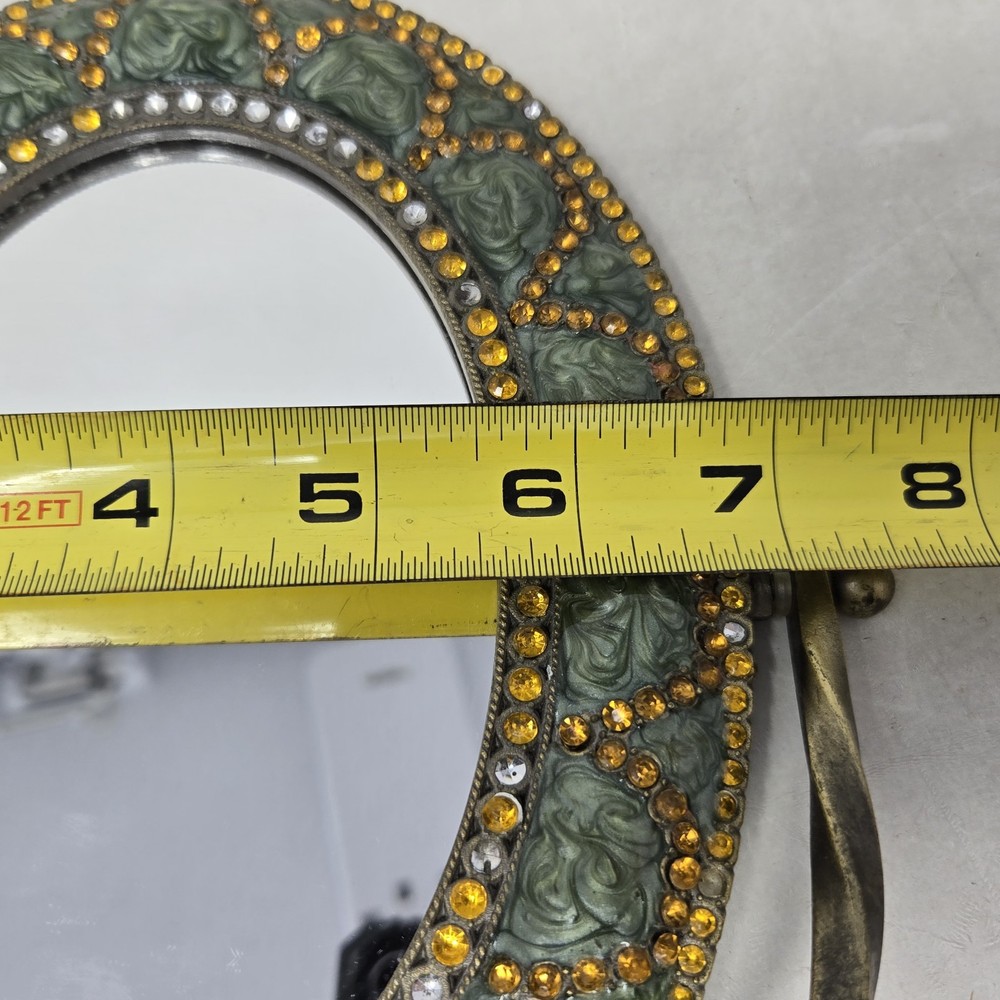 VTG Brass Tilting Vanity Mirror Table Mirror Standing Mirror Frame Rhinestones