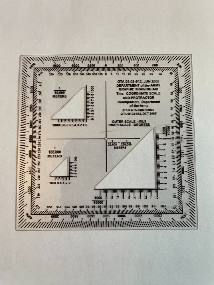 Military (GTA 5-2-12) Coordinate Scale and Protractor for Map Navigation