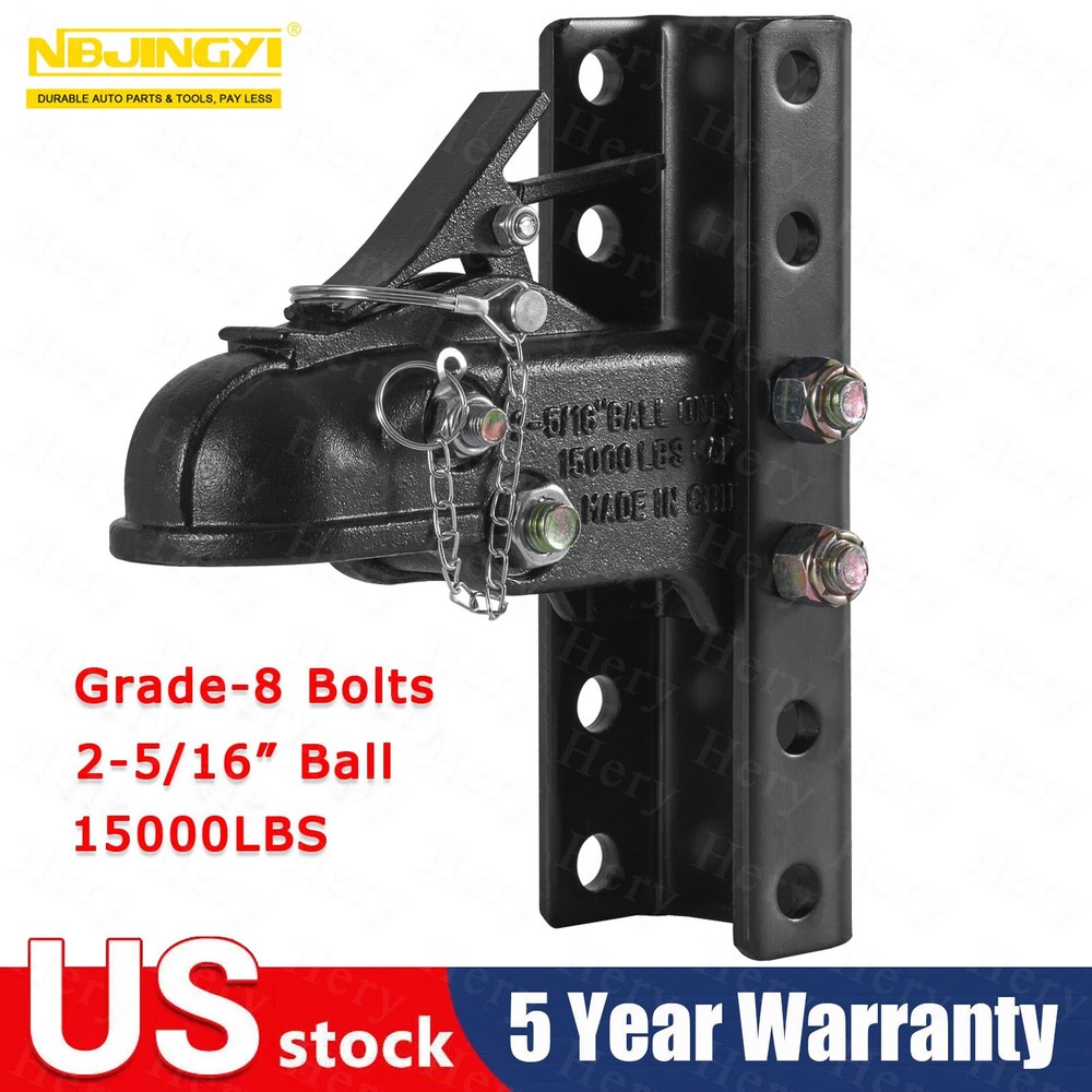 Heavy Duty 15000 LB 2-5/16" Adjustable Trailer Coupler 5-Position Channel-Mount