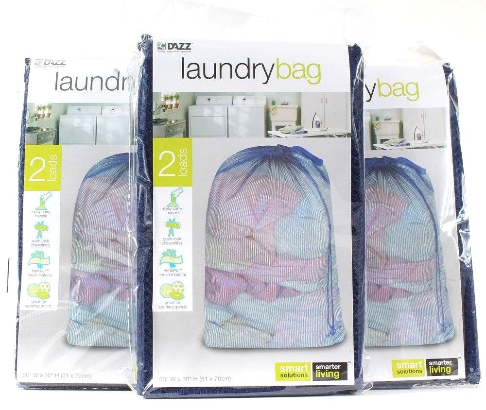 3 Dazz Smart Solutions Laundry Bag 2 Loads Easy Carry Handle 20"W X 30"H
