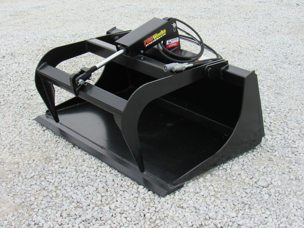 48" Solid Bottom Smooth Bucket Grapple Attachment Fits Quick Attach Loader